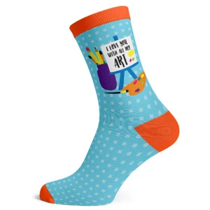 Sock Atomica Unisex Cotton Blend Socks - Love You With All My Art - Picture 1 of 3