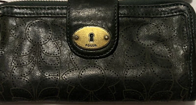 Cartera Fossil Long Live Vintage Oliva, Cuero Vintage y Usada Foto 1 de 4