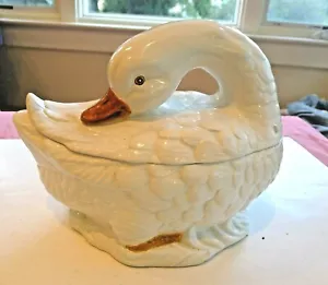 Vintage Italian Bertinazzo #2206 Ceramic Swan Tureen One CHIP in paint - Bild 1 von 9