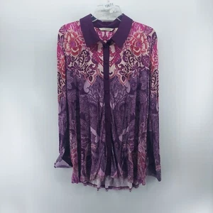 soft surroundings button up shirt women size XL purple paisley long sleeve soft - Picture 1 of 10