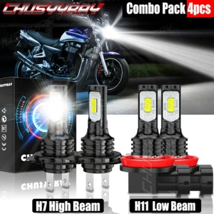 4x LED Headlight Bulbs for Suzuki GSXR 600 750 2007 2008 2009 2010 High Low Beam - Picture 1 of 23