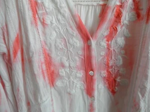 Beautiful Festival Concert Boho Hippy Gypsy SHIRT Embroidery Eyelet Tie Dye M - Picture 1 of 6
