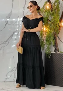 Abito e blusa set di due eleganti colore nero taglia unica leggero spalle scoperte. - Foto 1 di 8