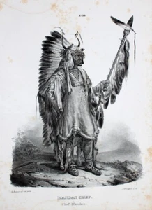 Karl Bodmer Mandan Indianer Dakota Natives Häuptling Sioux Missouri Speer Pelz - Bild 1 von 1