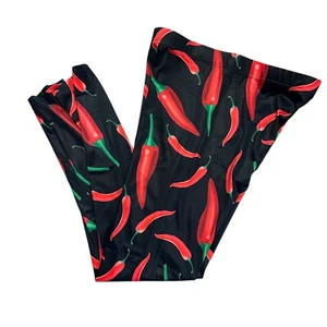 Leggings Peperoncino Donna XL Nero Rosso Verde Pantaloni Elasticizzati Cookoff Lucido - Foto 1 di 8