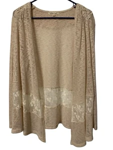 Indigo Soul Beige Medium Lace Open Boho Crochet Cardigan - Picture 1 of 5