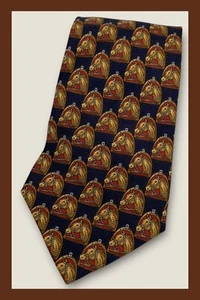 Richel Created For The Hound Mens Tie-Horses W/Bridles Blue-Spain-100% Silk - Picture 1 of 10