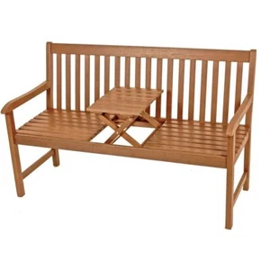 Gartenbank PADANG mit hochklappbarem Tisch aus 100% FSC Eukalyptus - Bild 1 von 3