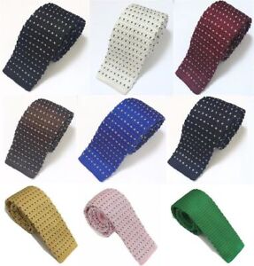 Fashion Men's Polka Dot Heart Knit Knitted Tie Slim Skinny Woven UK