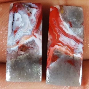 Natural Crazy Lace Agate Pair Cushion Cabochon Gems 19.15 CT 9x20x4 mm TN_369 - Picture 1 of 6