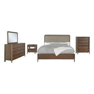 Coaster Maderia 5-Piece Mid-Century Wood Queen Bedroom Set in Walnut - Picture 1 of 2