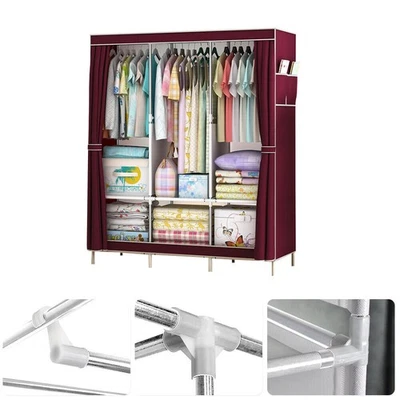 Armario Portátil Perchero Almacenamiento Estante Armario Organizador Tela Impermeable Foto 1 de 4