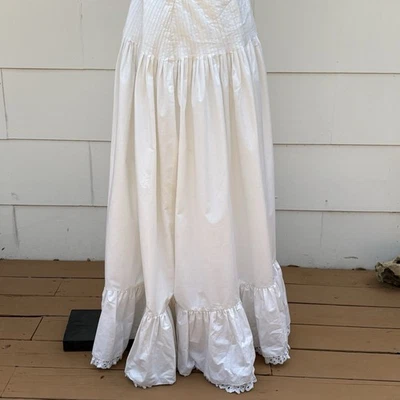 VTG Prairie White Cotton Skirt Petticoat Boho Maxi Skirt Full Ruffled Bottom - Image 1 of 4