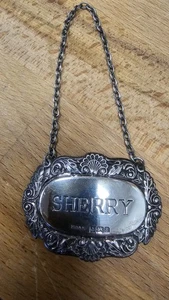Vintage Silver Sherry Decanter Label Hallmarked Birmingham C Robathan & Son - Picture 1 of 4