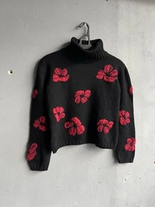 Vintage Yves Saint Laurent Damen Pullover Wolle Strick Rollkragen Blumen - Bild 1 von 18