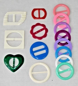 Vintage 1980er Plastik Schnallen Schal T-Shirt Sarong Clips bunt 15er Set - Bild 1 von 4