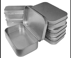 Metal Hinged Tin Box Container Mini Portable Small Storage Kit With Lid 6 Pcs - Picture 1 of 2