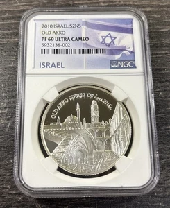 2010 Israel 2 New Sheqalim Silver Proof OLD AKKO NGC PF69 UCAM Item#201 - Picture 1 of 4