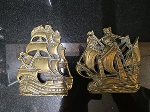 Vintage 1970s Flatback Brass mayflower ship + Other ornaments. - Picture 1 of 11