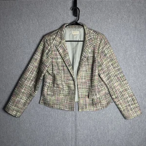 Appleseeds Jacket Size 12 Tweed Multicolor Button Front Pink Green White - Picture 1 of 7