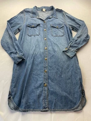 Venus Denim Shirt Dress Sz Large Blue Jean Button Down Long Sleeve 100% Cotton - Image 1 of 4