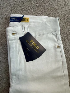 Polo Ralph Lauren Lammleder 5 Taschen Skinny Hose Creme Größe 0 Neu mit Etikett Y2k - Bild 1 von 7