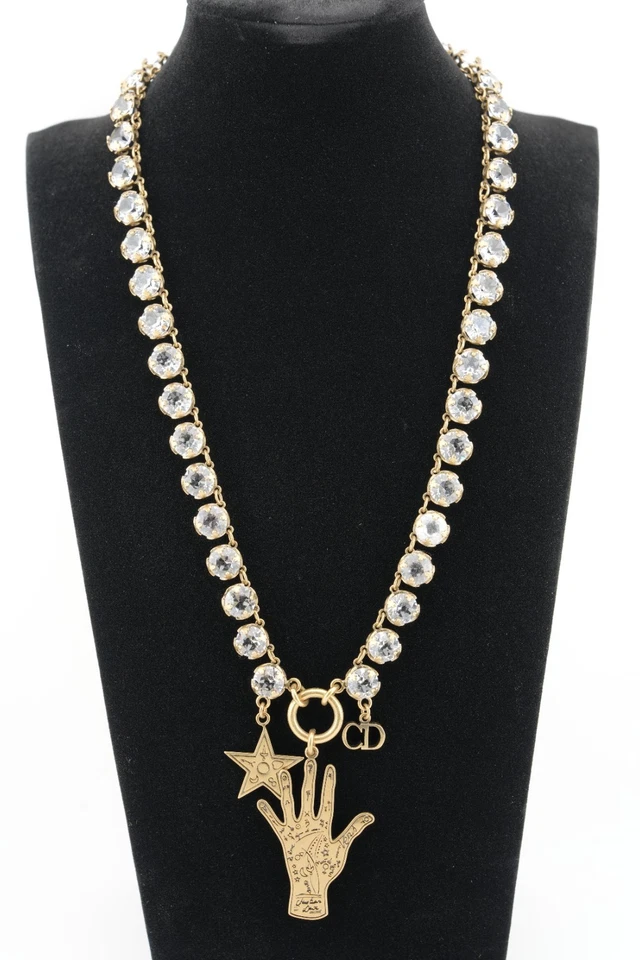 LEER Christian Dior Cristal Palma Lectura Colgante Collar Foto 1 de 4