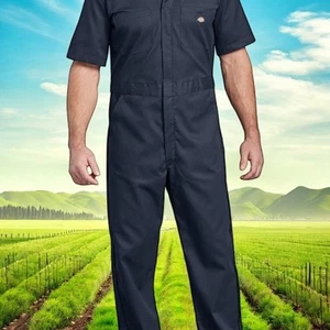 Dickies mens navy blue flex performance cool & dry short sleeve coveralls new - Picture 1 of 3