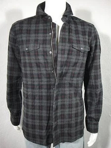 NWT Kenneth Cole Reaction Long-Sleeve Plaid Cotton Shirt Jacket size M - Picture 1 of 8