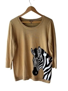 Maglione Talbots taglia 1X marrone testa zebrata nonna costiera, resort, crociera - nuovo - Foto 1 di 8