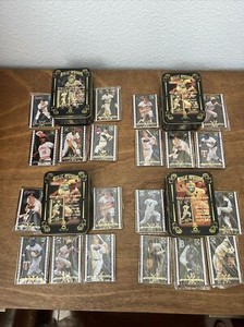 Lot Of Four Metallic Impressions Baseball Heroes 5 Collector Cards & Tins 1995