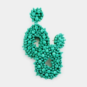 STYLISH WOMEN'S SEED BEADED OVAL DROP STATEMENT EARRINGS - Picture 1 of 4