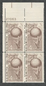US. 1189. 4C. James Naismith (1861-1939) Honrando Baloncesto. PB4. MNH. 1961 - Imagen 1 de 2