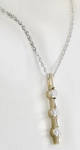 Estate 14K White Gold .30 CTTW Diamond Elongated Bar Necklace 3.02 Grams - Picture 1 of 9