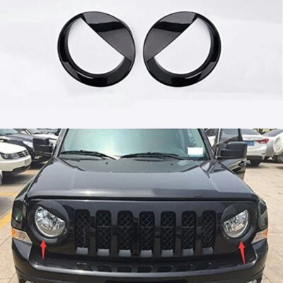 2x Cubierta de borde de faros delanteros estilo ojos enojados para Jeep Patriot 2011-2017 Foto 1 de 4
