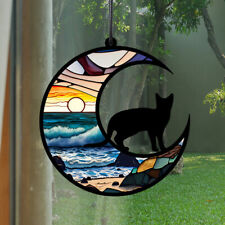 Cat Window Pendant Wall Hanging Stained Suncatcher Glass