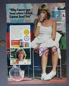 Tennis Legend Chris Evert Signed Autographed 1982 Lipton tea Magazine ad photo-- - Picture 1 of 1