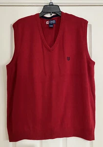 NWOT Chaps Knit Sweater Vest Men’s Sleeveless V-Neck Logo Red Sz XL , $45.00 - Picture 1 of 10