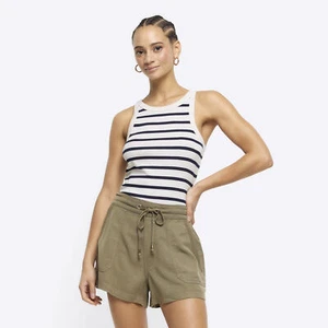 River Island Womens Shorts Khaki Lyocell Drawstring Relaxed Drawstring Bottoms - Picture 1 of 9