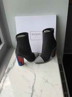 Balmain 意大利制造黑色和银色女式踝靴 — 第 1/4 张图片