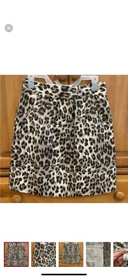 Falda Banana Republic 100% Seda Estampado Leopardo Bolsillos Talla 0P Forrada Cremallera Trasera Foto 1 de 4