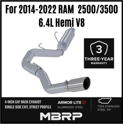 MBRP 4" Cat-Back Exhaust Single Side w/ SS Tip For 14-22 Ram 2500 3500 6.4L V8 Foto 1 de 4