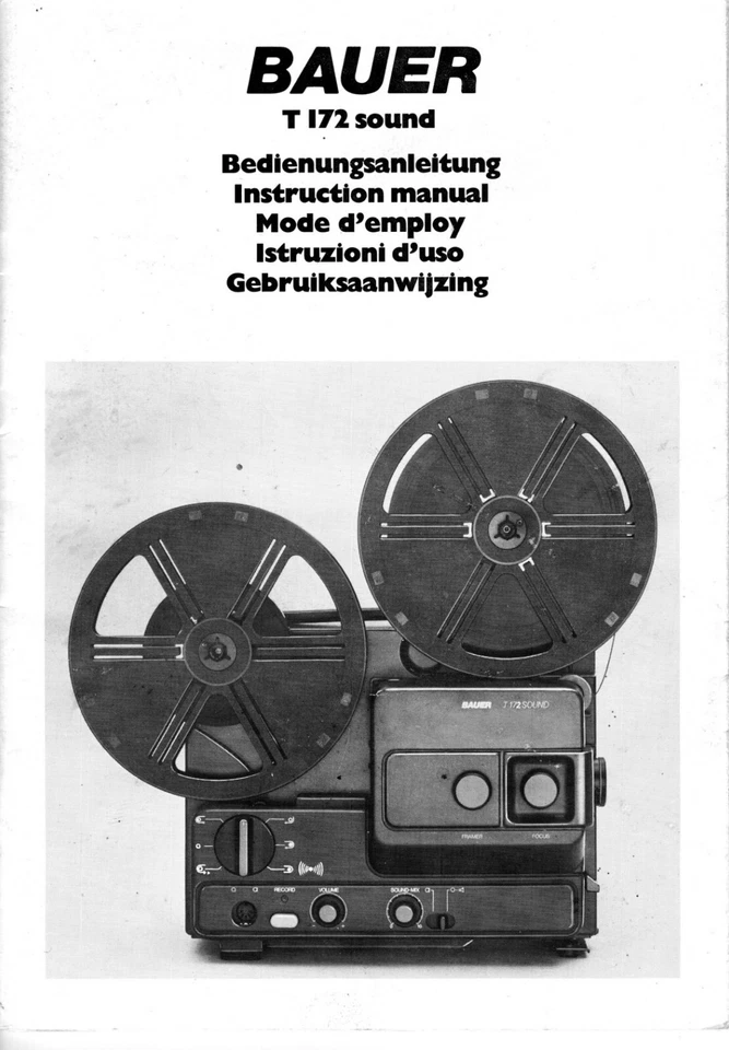 Bedienungsanleitung Manual Filmprojektor Bauer T172 Sound - Image 1 of 1