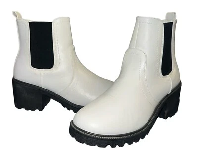 Forever 21 женщин размер 8 туфли белый черный комфорт платформе Chelsea ботильоны - Изображение 1 из 4