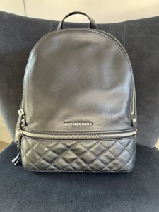 Michael Kors Unisex Black Leather Backpack Medium/Large - Picture 1 of 12