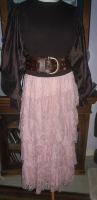 Falda Boho Miss Selfridge Rosa Encaje Volantes En Niveles 12-14 Foto 1 de 4