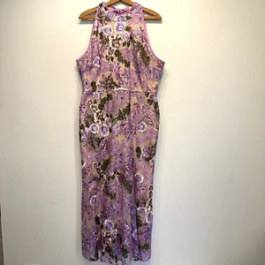 New SAM EDELMAN Floral Lace Sequin High Neck Dress in Lavender Size 14 - Picture 1 of 7
