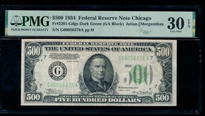 AC 1934 $500 FIVE HUNDRED DOLLAR BILL Chicago PMG 30 EPQ - Image 1 of 2