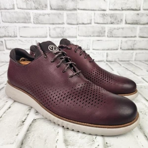 Zapato Informal Cole Haan 2.ZERØGRAND Hombres Talla 10.5 M Borgoña Láser Punta de Ala Oxfords - Imagen 1 de 10