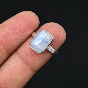 Rainbow Moonstone Gemstone Handmade 925 Sterling Silver Jewelry Ring Gift For - Picture 1 of 4